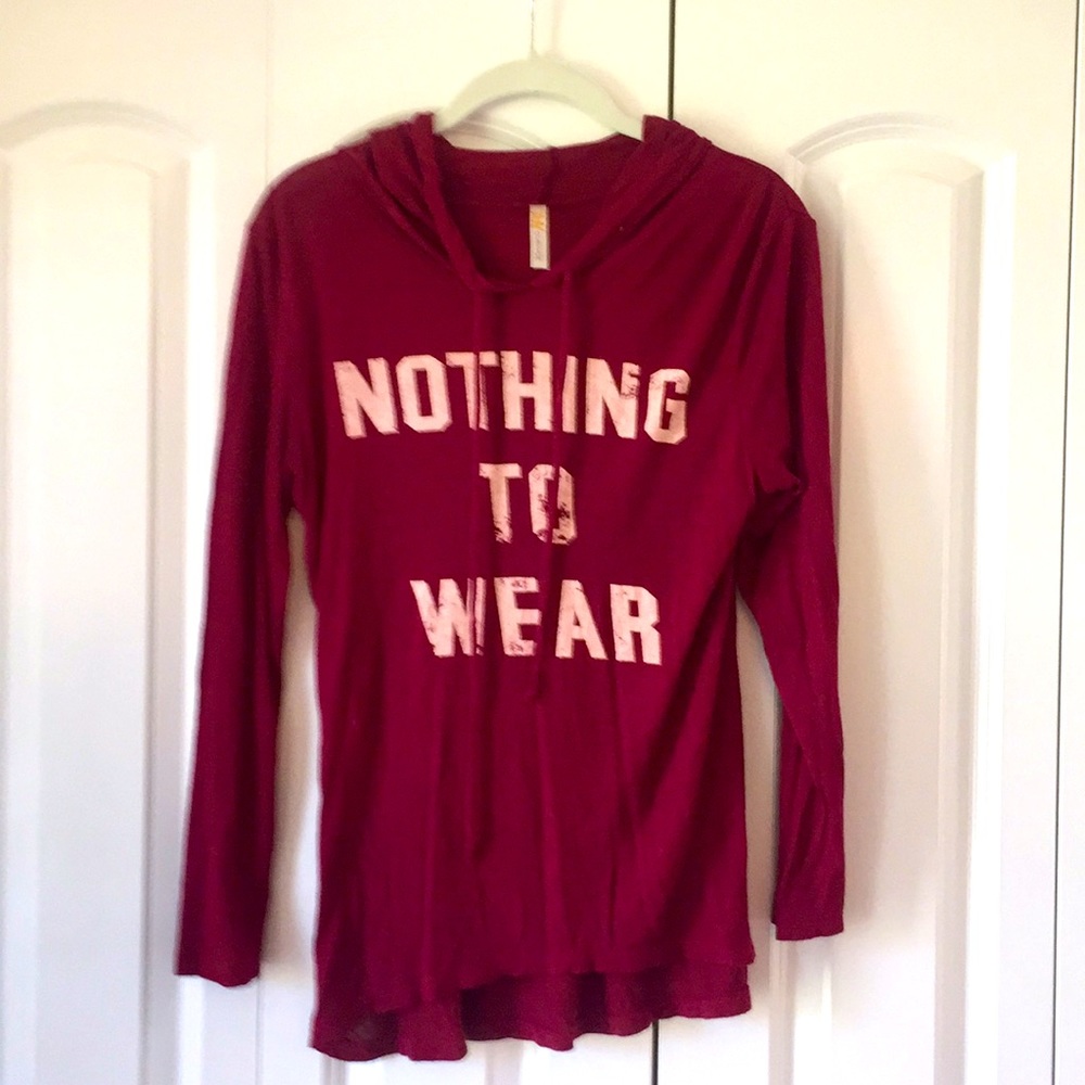 Ladies Jr M maroon hooded tee Nothing To Wear